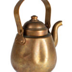 Vanha Peltiteos OY OPA Helsinki kuparipannu koristeeksi 1/4L