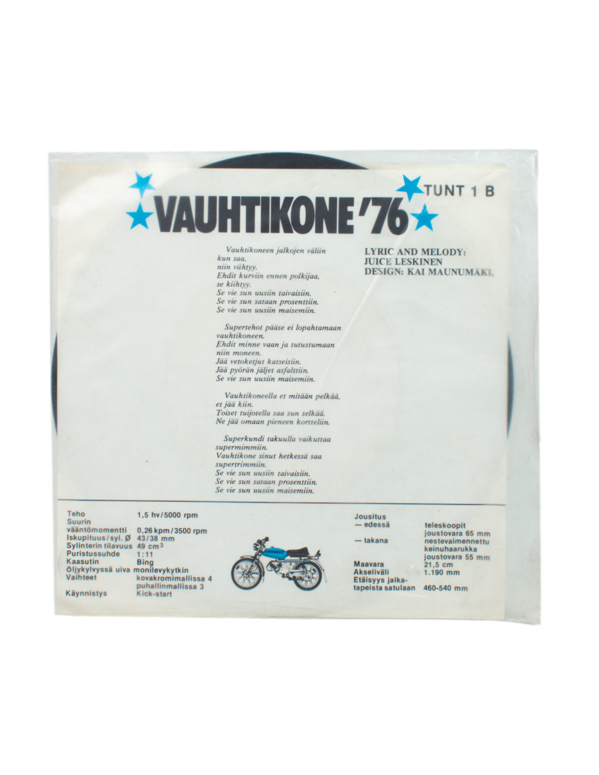 VAUHTIKONE ´76 - Juice Leskinen - LP "Single" - Image 2