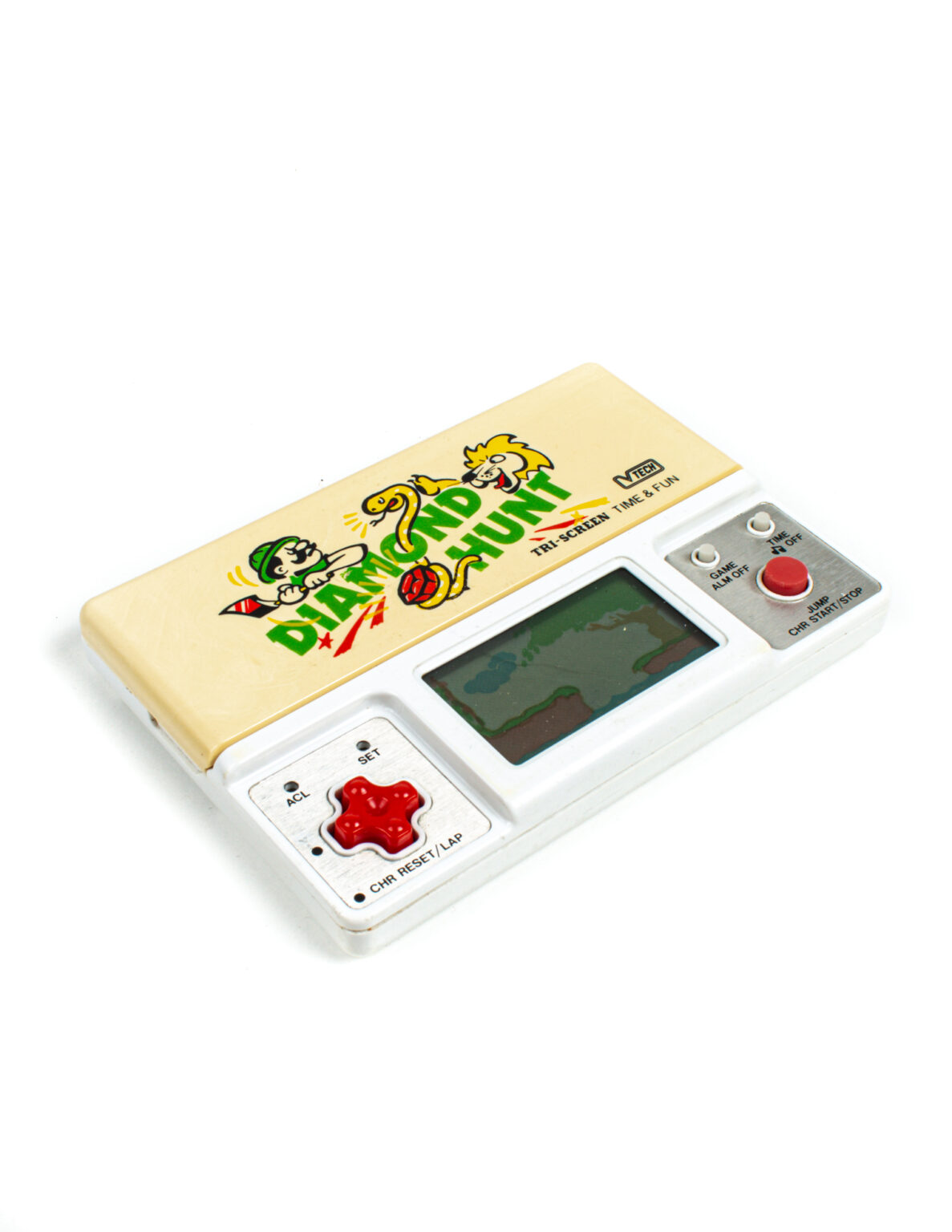 Diamond Hunt Vintage LCD käsikonsoli, Vtech Tri-Screen Time & Fun.