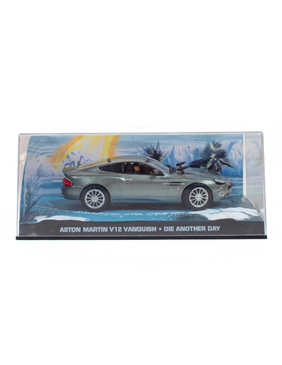 James Bondin autokokoelma Nro. 2.  "Kuolema saa odottaa" Aston martin V12 Vanquish 1:43 keräilyauto + lehti